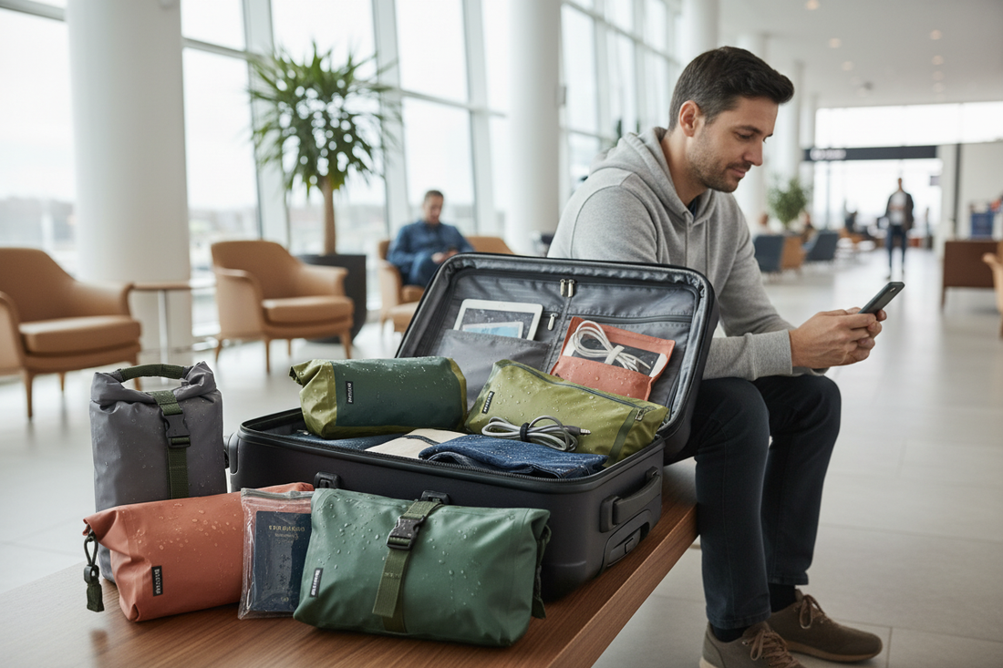 Modern waterproof travel organizer keeps essentials dry and organized for active, eco-conscious travelers