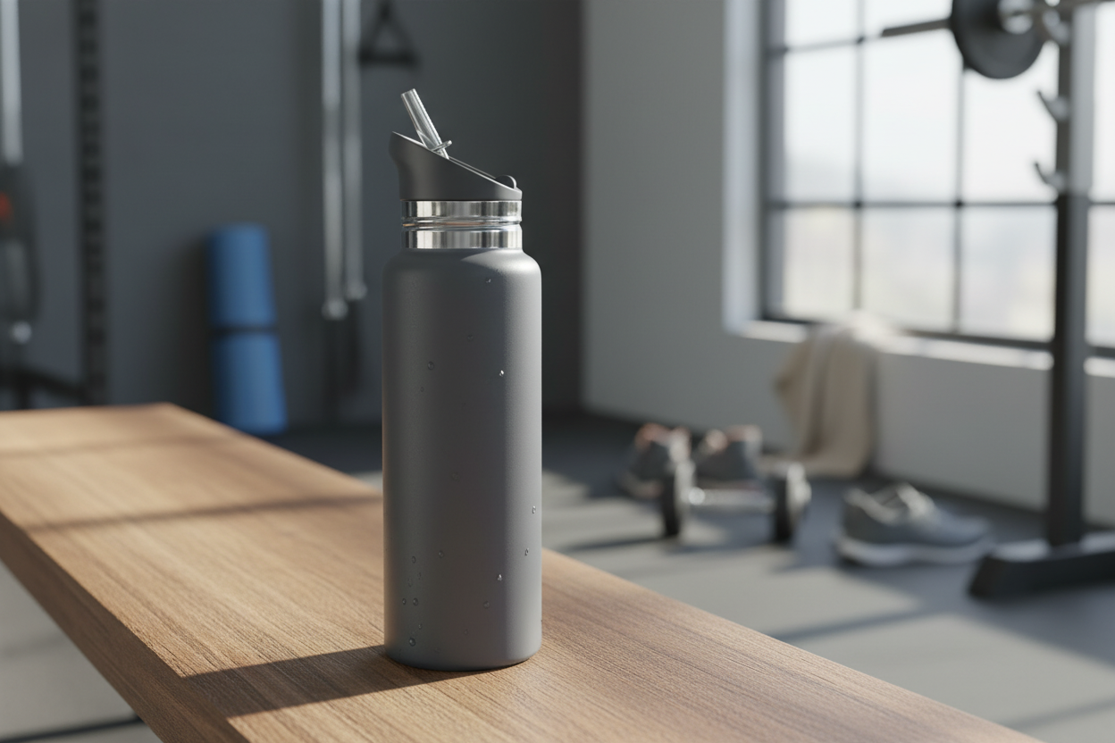 Sleek insulated water bottle for gym workouts, eco-friendly hydration for active lifestyles
