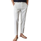 Men’s Cotton Linen Straight-Leg Trousers – Lightweight Summer Casual Pants