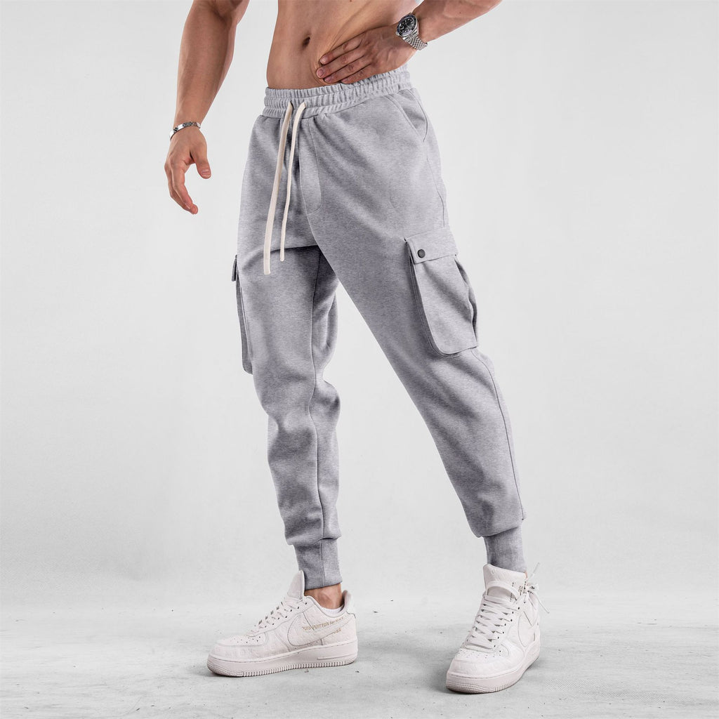 Men’s Cargo Jogger Pants with Ankle Tie – Multi-Pocket Cotton Sports Trousers for Leisure & Streetwear