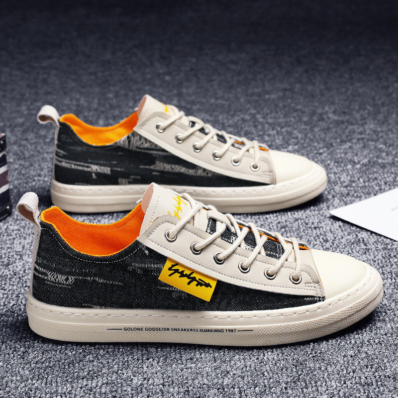 Men’s Youth Casual Sneakers – Trendy Denim Low-Top Sports Shoes with Rubber Sole