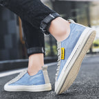 Men’s Youth Casual Sneakers – Trendy Denim Low-Top Sports Shoes with Rubber Sole
