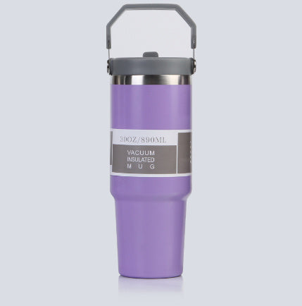 30 oz Stainless Steel Insulated Travel Tumbler – Double Wall Coffee Mug with Handle, Lid & Vacuum Seal
