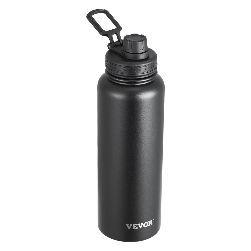 40 oz Insulated Stainless Steel Water Bottle – Wide Mouth, Leakproof, Reusable (Black)