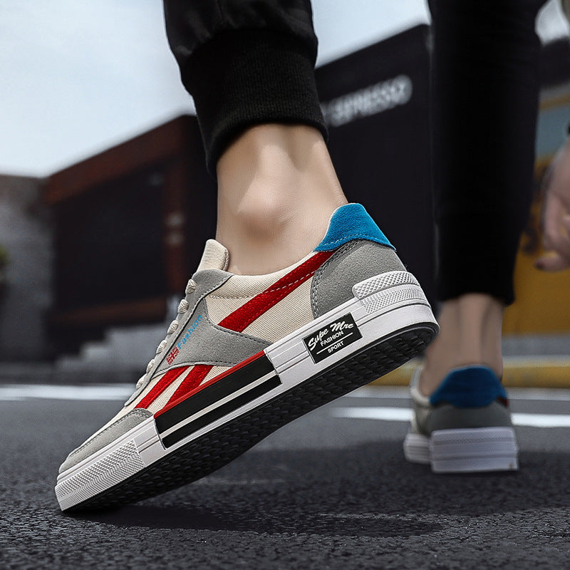 Men’s Canvas Sneakers – Fashion Low-Top Casual Lace-Up Shoes with Rubber Sole