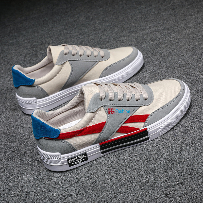 Men’s Canvas Sneakers – Fashion Low-Top Casual Lace-Up Shoes with Rubber Sole