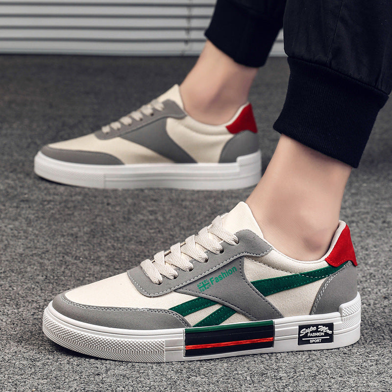 Men’s Canvas Sneakers – Fashion Low-Top Casual Lace-Up Shoes with Rubber Sole