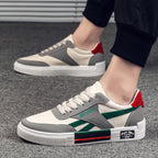 Men’s Canvas Sneakers – Fashion Low-Top Casual Lace-Up Shoes with Rubber Sole