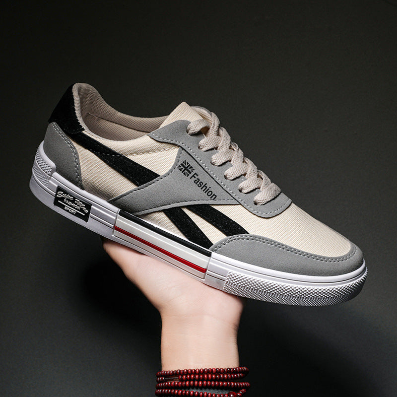 Men’s Canvas Sneakers – Fashion Low-Top Casual Lace-Up Shoes with Rubber Sole
