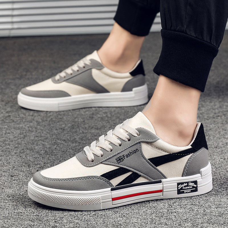 Men’s Canvas Sneakers – Fashion Low-Top Casual Lace-Up Shoes with Rubber Sole