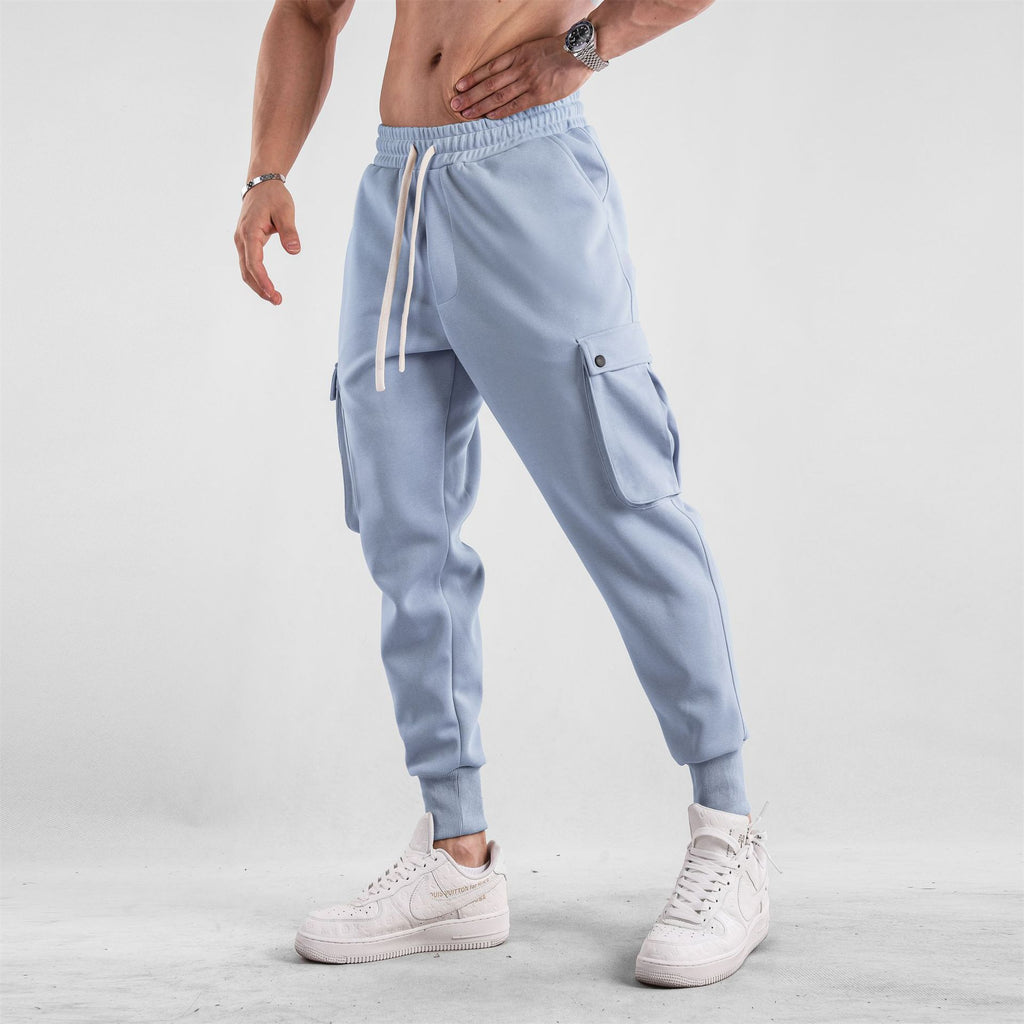 Men’s Cargo Jogger Pants with Ankle Tie – Multi-Pocket Cotton Sports Trousers for Leisure & Streetwear