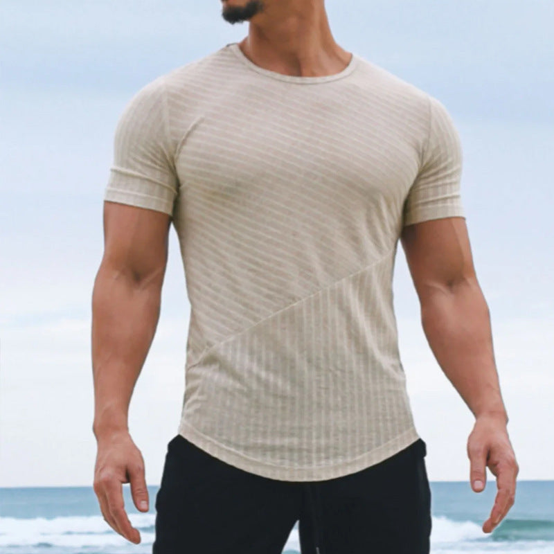Men’s Solid Color Loose Fit Short Sleeve T-Shirt – Casual Cotton Blend Summer Top