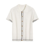 Women’s Short Sleeve Contrast Lapel Cardigan – Old Money Style Lightweight All-Match Top