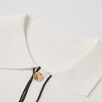 Women’s Short Sleeve Contrast Lapel Cardigan – Old Money Style Lightweight All-Match Top