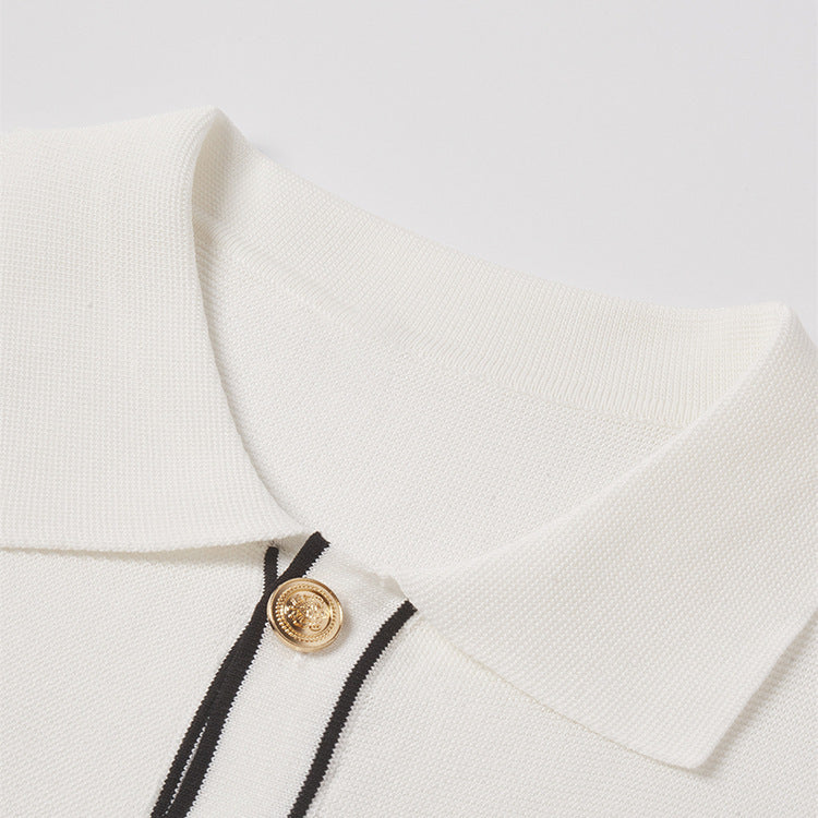 Women’s Short Sleeve Contrast Lapel Cardigan – Old Money Style Lightweight All-Match Top