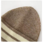 Unisex Striped Knitted Beanie – Warm Winter Wool-Look Hat for Men & Women