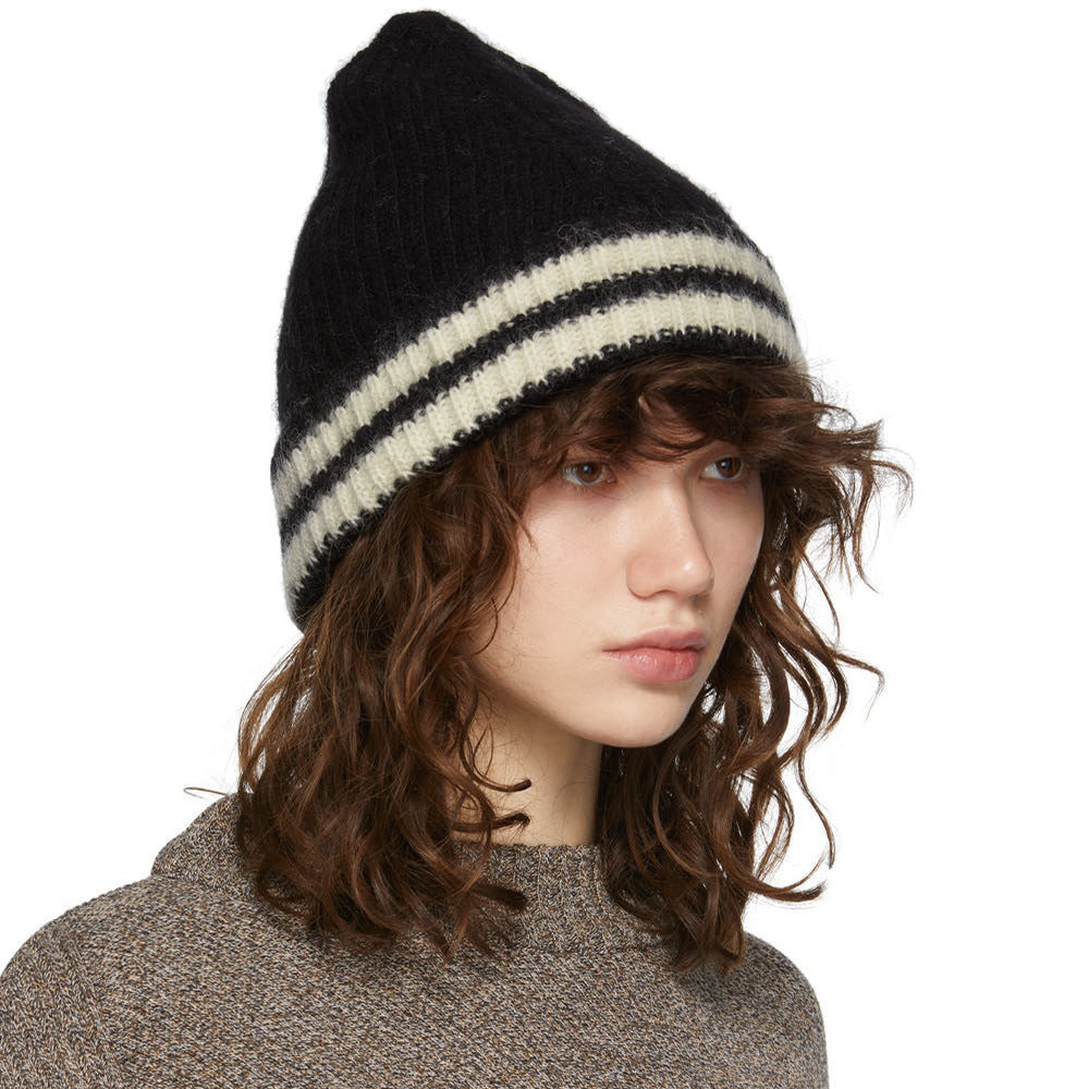 Unisex Striped Knitted Beanie – Warm Winter Wool-Look Hat for Men & Women