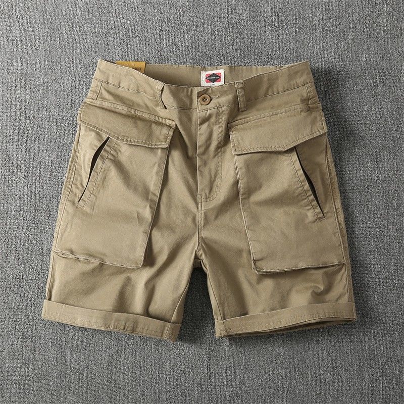 Men’s Summer American-Style Multi-Pocket Cotton Cargo Shorts – Casual Streetwear with Stretch