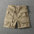 Men’s Summer American-Style Multi-Pocket Cotton Cargo Shorts – Casual Streetwear with Stretch
