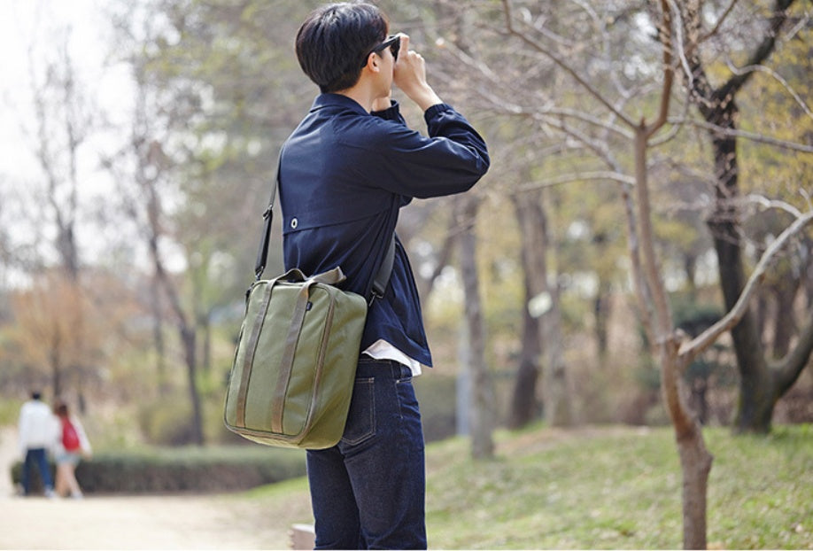 Cube Cotton Travel Bag – Black & Army Green | Multipurpose Makeup, Toiletry & Clothing Storage