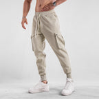 Men’s Cargo Jogger Pants with Ankle Tie – Multi-Pocket Cotton Sports Trousers for Leisure & Streetwear