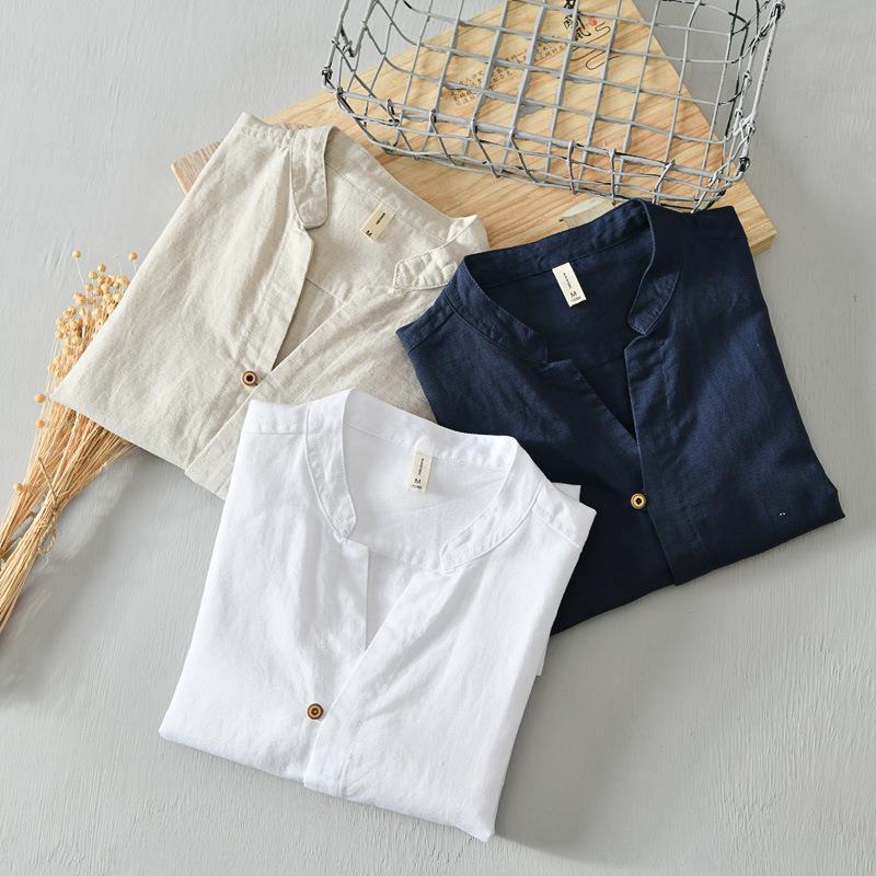 Men’s Long Sleeve Linen Shirt – Classic Casual Button-Up, Breathable Summer Top