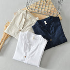 Men’s Long Sleeve Linen Shirt – Classic Casual Button-Up, Breathable Summer Top