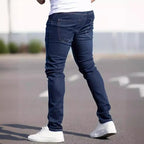 Men’s Slim Fit Casual Jeans – Dark Blue Street Fashion