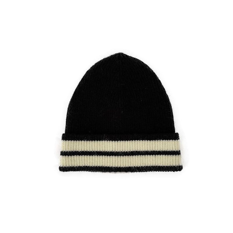 Unisex Striped Knitted Beanie – Warm Winter Wool-Look Hat for Men & Women