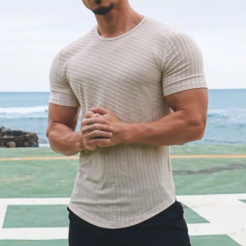 Men’s Solid Color Loose Fit Short Sleeve T-Shirt – Casual Cotton Blend Summer Top