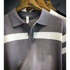 Men’s Color-Block Polo Shirt – Lightweight Short-Sleeve Casual Sweater, Loose Fit