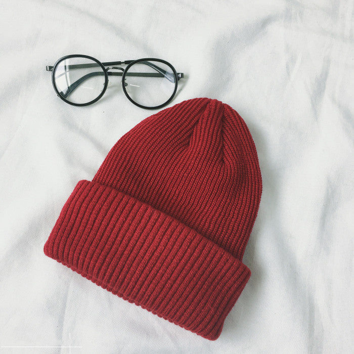 Unisex Wool Knitted Winter Hat – Warm Solid Color Beanie for Men & Women