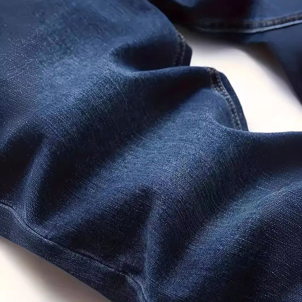 Men’s Slim Fit Casual Jeans – Dark Blue Street Fashion