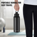 40 oz Insulated Stainless Steel Water Bottle – Wide Mouth, Leakproof, Reusable (Black)