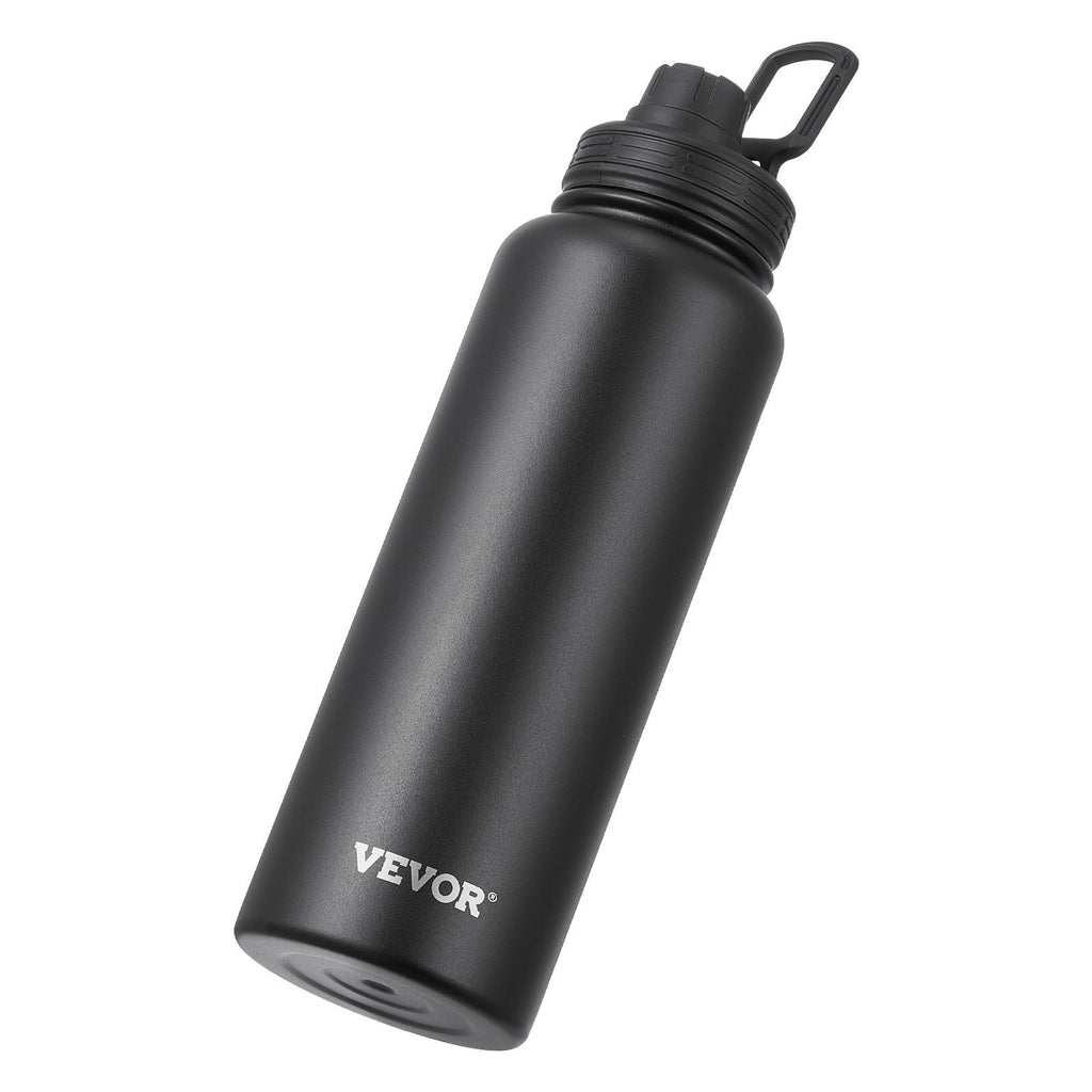 40 oz Insulated Stainless Steel Water Bottle – Wide Mouth, Leakproof, Reusable (Black)