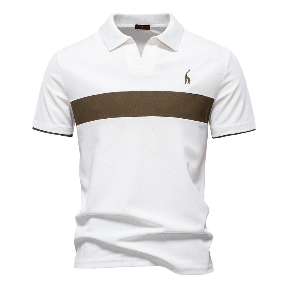 Men’s Embroidered Deer Polo Shirt – Classic Lapel Short Sleeve T-Shirt (S–XXL)