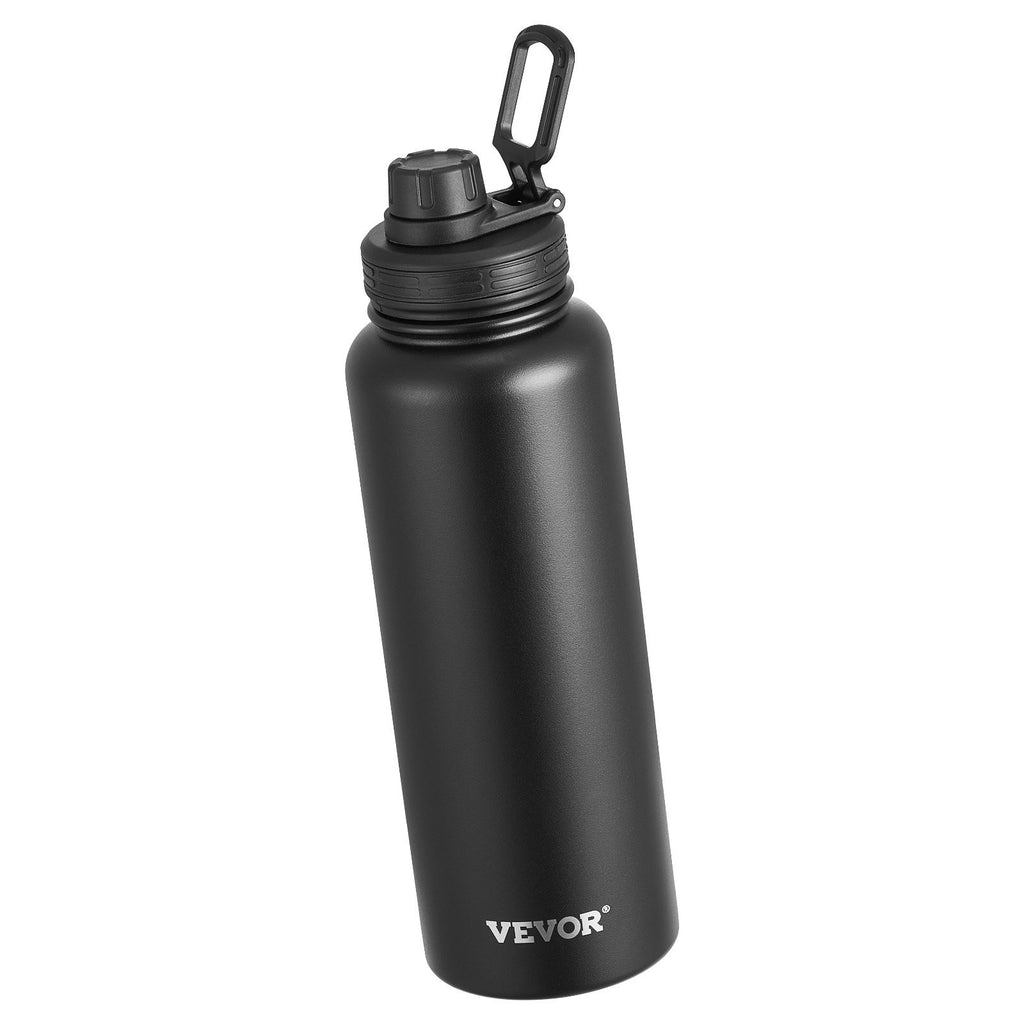 40 oz Insulated Stainless Steel Water Bottle – Wide Mouth, Leakproof, Reusable (Black)