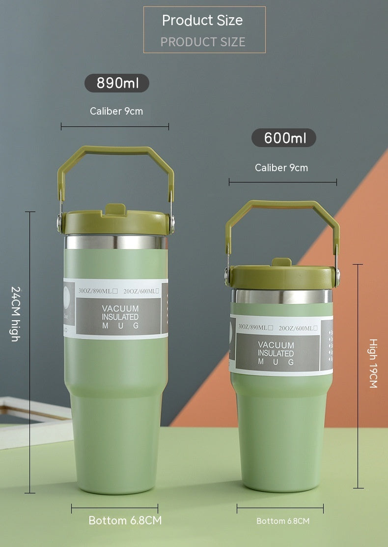 30 oz Stainless Steel Insulated Travel Tumbler – Double Wall Coffee Mug with Handle, Lid & Vacuum Seal