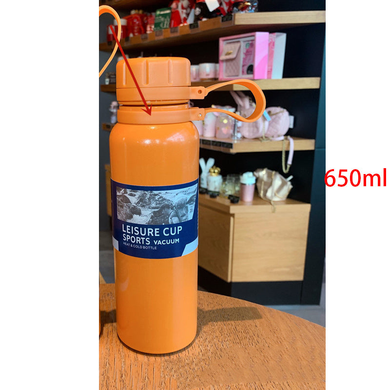 Outdoor Stainless Steel Sports Water Bottle – Portable Vacuum Insulated Flask, Large Capacity (650ml/800ml), Keeps Drinks Hot & Cold