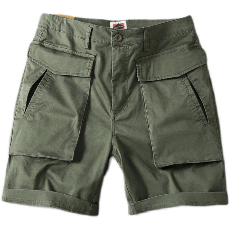Men’s Summer American-Style Multi-Pocket Cotton Cargo Shorts – Casual Streetwear with Stretch