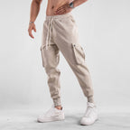 Men’s Cargo Jogger Pants with Ankle Tie – Multi-Pocket Cotton Sports Trousers for Leisure & Streetwear