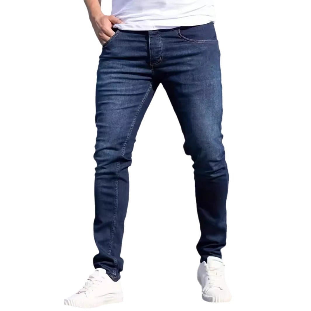 Men’s Slim Fit Casual Jeans – Dark Blue Street Fashion