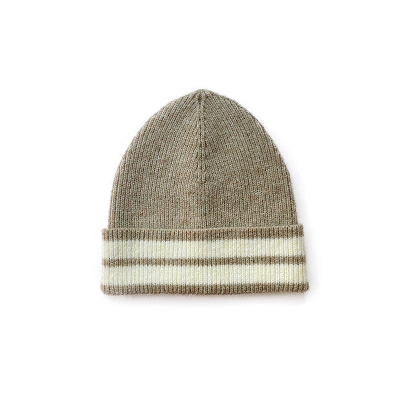 Unisex Striped Knitted Beanie – Warm Winter Wool-Look Hat for Men & Women