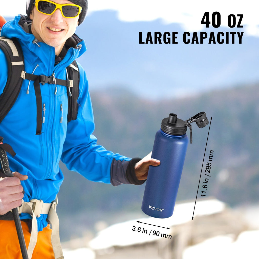 40 oz Insulated Stainless Steel Water Bottle – Wide Mouth, Leakproof, Double Wall Vacuum, BPA-Free – Blue