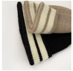 Unisex Striped Knitted Beanie – Warm Winter Wool-Look Hat for Men & Women