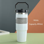 30 oz Stainless Steel Insulated Travel Tumbler – Double Wall Coffee Mug with Handle, Lid & Vacuum Seal